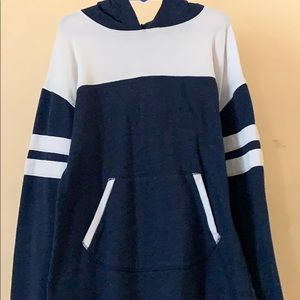 Navy blue and white sweatshirt